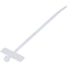 Cable Ties with Labelling Field Horizontal 200 x 2.6 mm, for Tying up to Diameter 50 mm, White, Pack of 100 in Polybag