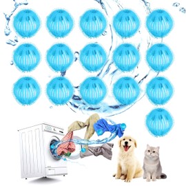 GrünWerk 16 Pieces Pet Hair Remover Washing Machine, Reusable Lint Balls Washing Machine, Cat Hair Remover Washing Machine, Washing Machine Accessories, Removes Pet Hair Lint (Blue)