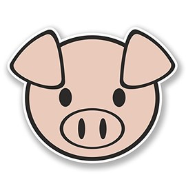 2 x 10cm Happy Pink Pig Vinyl Decal Stickers Laptop Car Funny Cute Animal #6585 (10cm Wide x 8cm Tall)