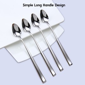 HISSF Iced Tea Spoons,Mixing Spoons,18/10 Stainless Steel Stirring Spoons,7.9 Inches, Set of 4