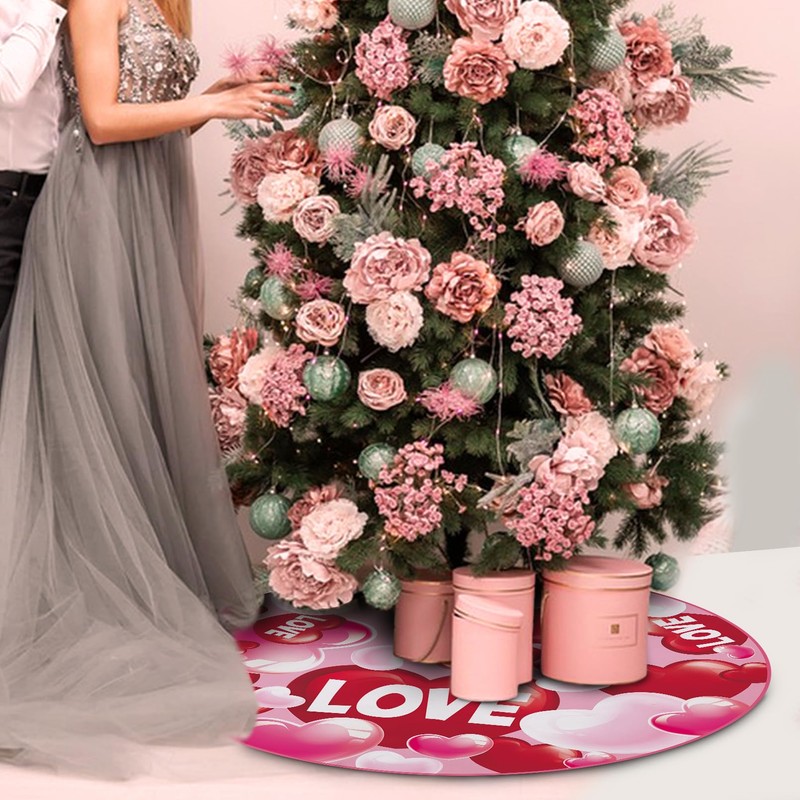 Fzbali Valentines Day Christmas Tree Skirt, 48 Inches Lace-up Rose