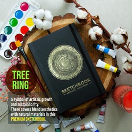 Compact Watercolor Sketchbook – 100% Cotton Paper, 250gsm (~115 lb), 80 Pages, 200×132mm (7.9×5.2") – Lay Flat, Waterproof NanoKraft Cover – Ideal for Artists, Gouache, Ink & Gifts (Tree)