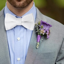HOULIFE - Pajarita de terciopelo para hombre, color sólido, ajustable, con bolsillos, cuadrados, para bodas, fiestas, Blanco, Medium
