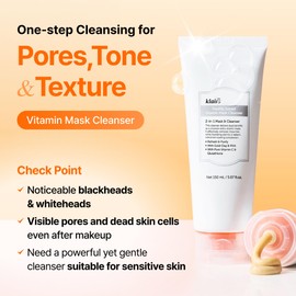 DearKlairs Freshly Juiced Vitamin Clay Mask Cleanser, Deep Pore Wash, Clear Radiant Skin, Glutathione, Tangerine peel powder, PHA, Niacinamide (5.07 fl.oz (Pack of 1))