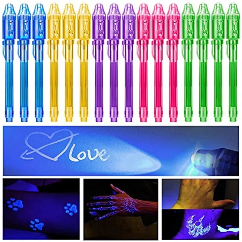 Pluma De Tinta Invisible Con Luz Uv 16 Pack Bolígrafos