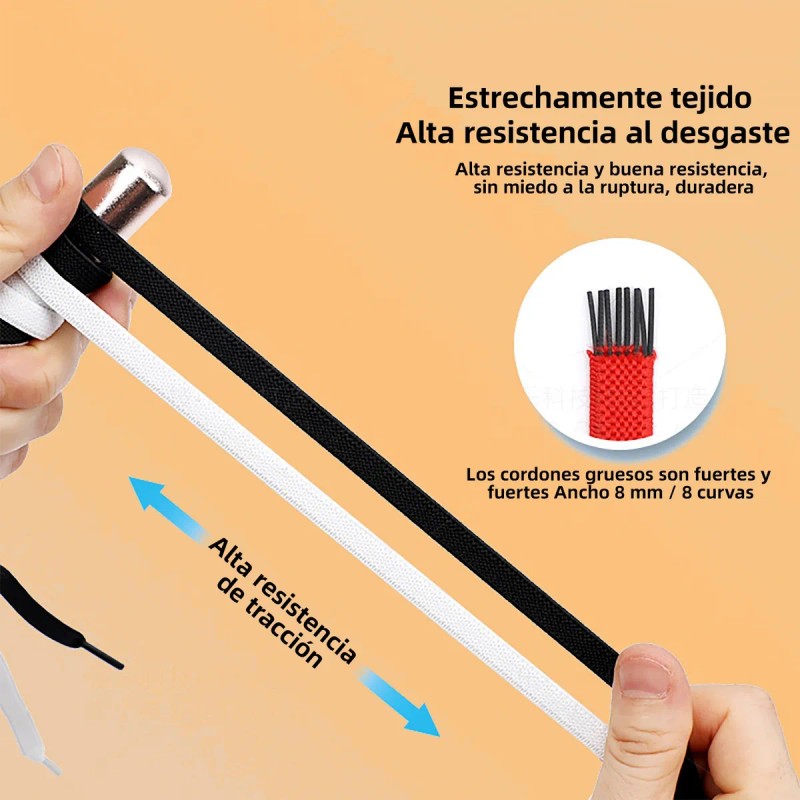 4 Pares Lazy Agujetas Sin Nudo Elásticas Hebilla
