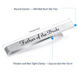 HONEY BEAR Mens Wedding Marriage Tie Clip Bar Normal Size Gift 5.4cm Silver (Father of the Bride Thicker)