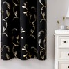 BUHUA Black Blackout Curtains with Gold Wave Line Foil Design,Room