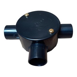 Black 20mm PVC Conduit Box 3 Way Terminal Box with Lid and Screws - Pack of 1