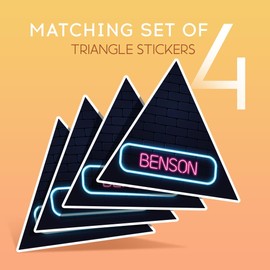 Vinyl Triangle Stickers (Set of 4) 10cm - Neon Sign Design Benson Name for Laptops, Tablets, Luggage, Scrap Booking, Fridges #351668