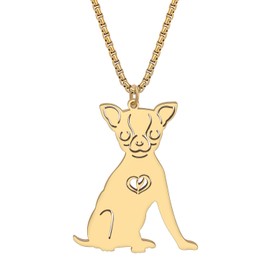 RAIDIN Stainless Steel 18K Gold Plated Dog Necklace for Women Girls Cute Puppy Pets Pendant Jewelry Gifts for Dog Lovers (Gold-005 Chihuahua)