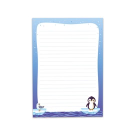 Writing Paper Set Letter Pad with Envelope for Girls Boys Kids Motif Penguin Animals Letter Paper Pad Lined (A5 Pad with 25 Sheets + 15 Envelopes)