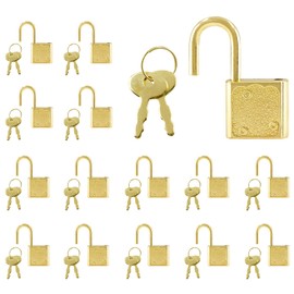Piutouyar Small Gold Padlock, Jewelry Box Lock, Luggage Lock, Mini Diary Padlock for Box Craft(15Pcs)