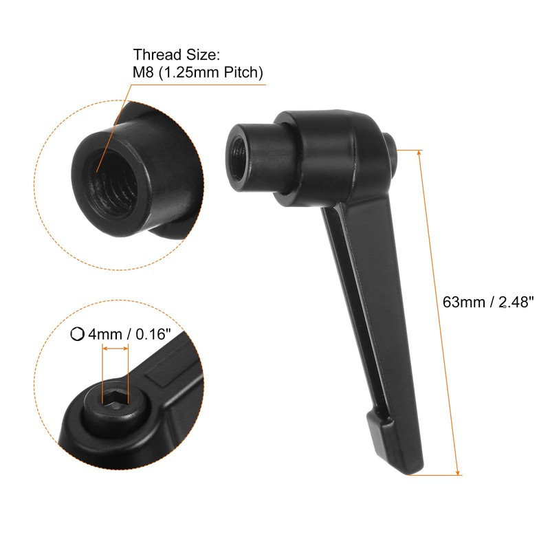 sourcing map 6pcs Adjustable Clamping Lever Handles M8 Female Thread