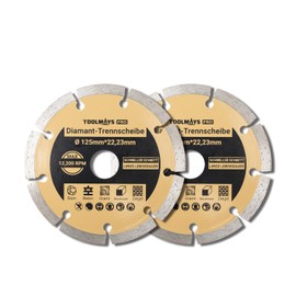 TOOLMAYS Diamond Cutting Discs Set of 2 x 125 mm Diamond Disc for Stone, Concrete, Granite, Masonry, Brick, Reinforced Concrete, Bore 22.23 mm