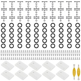 DisplayMore 232Pcs 3.75 inch G.i Joe Action Figure Replacement Accessories,Include 50Pcs T Hooks+50Pcs O-Rings +120Pcs Screws+2Pcs Spanner+10Pcs Figure Display Stands (Clear Square Stands Set-A)