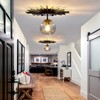 UOFUS Small Black Flush Mount Ceiling Light with Glass Globe