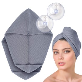FABCARE Hair Turban Quick Drying, Dermatest: Very Good, Extra Absorbent Hair Towel with Button, Turban Towel Made of Microfibre for Long Hair, Pack of 2