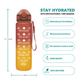 Enerbone 32 oz Drinking Water Bottle with Times to Drink and Straw, Motivational with Carrying Strap, Leakproof BPA & Toxic Free, Ensure You Drink Enough Water for Fitness Gym Outdoor
