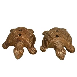 Purpledip Incense Stick Holder Or Agarbatti Stand In Brass Tortoise/Turtle Shape: Feng Shui Good Luck Article; Set of 2 (10742)