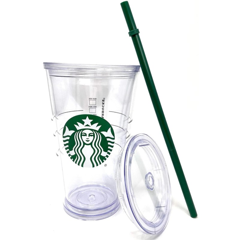 Starbucks Clear Grande Acrylic Cold Cup Double Walled Tumbler 16