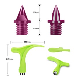 Lejof Carbon Steel Track Spikes, 48 Pcs 1/4 Inch Lighter Weight Spikes for Track, 0.45 Grams Replacement Spikes for Track and Field Sprinting or Cross Country (48 Purple)