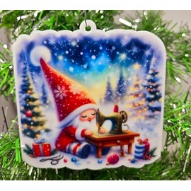 Gnome Sewing Crafting Christmas Ornament