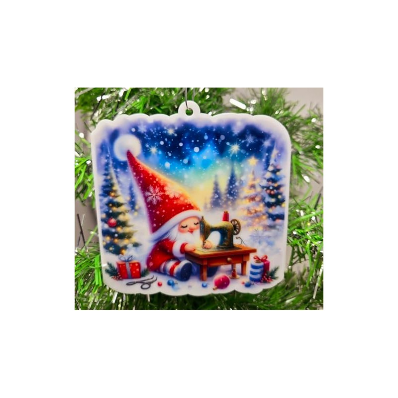 Gnome Sewing Crafting Christmas Ornament