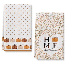 RABUSOFA Pumpkin Fall Kitchen Towels Dish Towels, 18x26 Inch Autumn Home Sweet Home Fall Decoration Hand Towels Set of 2