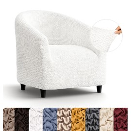 PAULATO BY GA.I.CO. Barrel Chair Slipcover - Armchair Cover - Tub Chair Slipcovers - Club Chair Cover - 1-Piece Form Fit Stretch Stylish Furniture Protector - Microfibra Collection (Crisp White)