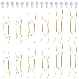 Fasunry 12 Pack Plate Hangers, 6 8 10 Inch Wall Plate Hangers and 16 Pack Wall Hooks, Compatible 6 to 10.5 Inch Decorative Plates, Antique China, Antique Plates and Arts