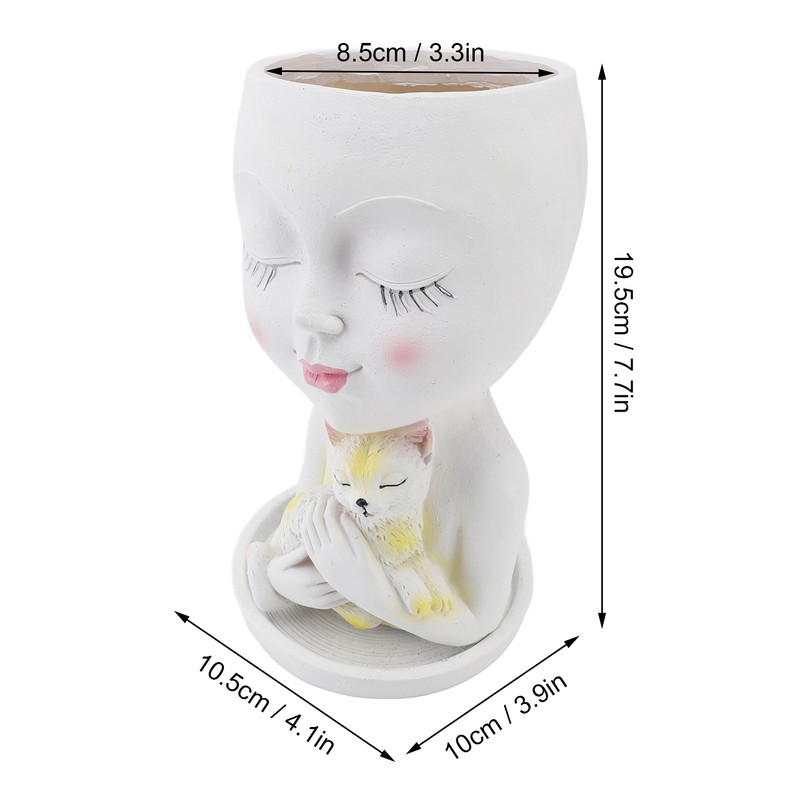 Face Flowerpot Fadeless Resin Head Planter DIY Decorative Adorable Succulent