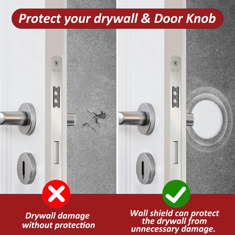 Wideskall® White Round Door Knob Wall Shield Self Adhesive Protector