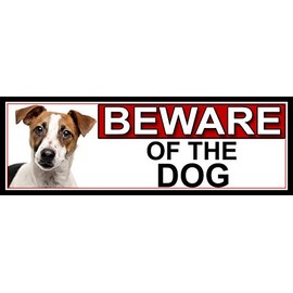 SHAWPRINT Jack Russell BEWARE OF THE DOG METAL GATE SIGN 266mm x 87m. (534H2)
