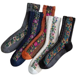 SUIKONE 5-Pair Set Women's Room Socks All-Season Foot Swelling Relief Short Stocking Socks Stylish Cute Casual Socks Breathable Ankle Socks