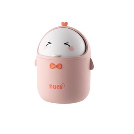 UQMIQURA Mini Table Bin with Lid, Cute Cartoon Table Rubbish Bin, Waste Paper Bin with Lid, Table Rubbish Bin with Lid, Bathroom Waste Bin for Home, Office, Living Room (Pink)