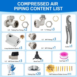 3/4"×100&200&300ft Compressed Air Line Kit for Shop/Garage, Hdpe-Aluminum Rapid Air System Includes Right Angle Fittings and Tee Fittings, Compressed Air Piping System Leak Proof&Easy to Install