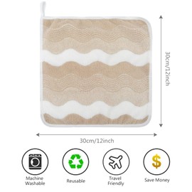 Microfiber Facial Cloths Fast Drying Washcloth 12x12inch Wave Pattern 6 Pack