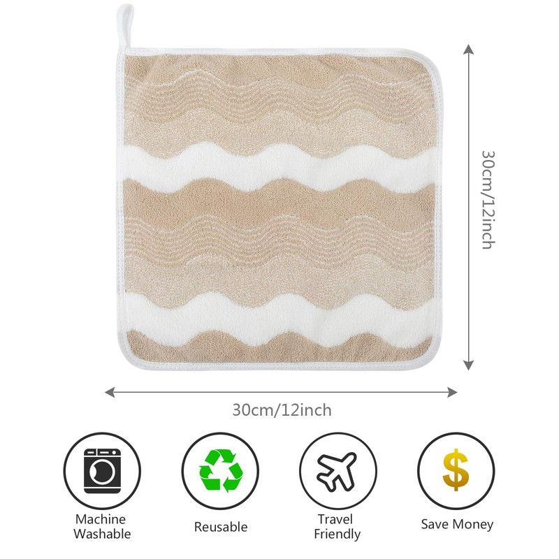 Microfiber Facial Cloths Fast Drying Washcloth 12x12inch Wave Pattern 6