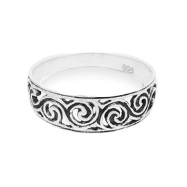 Windalf Delicate Celtic Silver Ring NEWGRANGE 6 mm Celtic Spiral Lucky Ring Bohemia Elf Jewellery Midi Ring 925 Sterling Silver, Sterling Silver, No Gemstone
