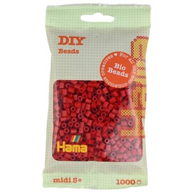 Hama Midi Bio Beads Bag | Approx. 1000 Fuse Beads | Mosaic Decoration Arts & Craft for Creative Children Ages 5+ | Dark Red