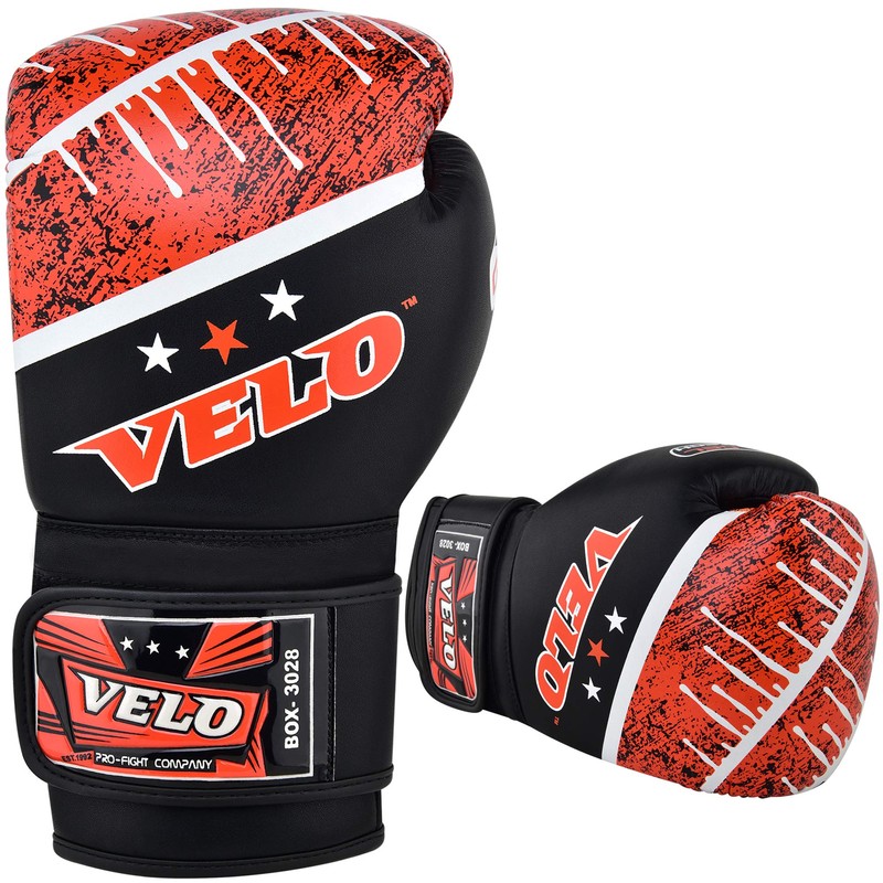 VELO Boxing Gloves Leather Muay Thai Training Punching Bag Mitts