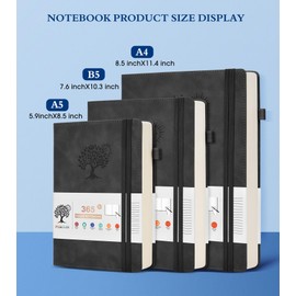 PERCUN A4 Lined Journal Notebook，365 Page Large Leather Journals for Writing Women Men，Hardcover Notebook with 100Gsm Thick Pages for Travel，Work，School，College Ruled, Daily Diary (8.5" x 11.4")