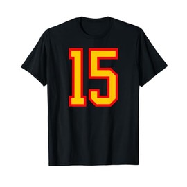 Number #15 Red Yellow Varsity Number 15 T-Shirt