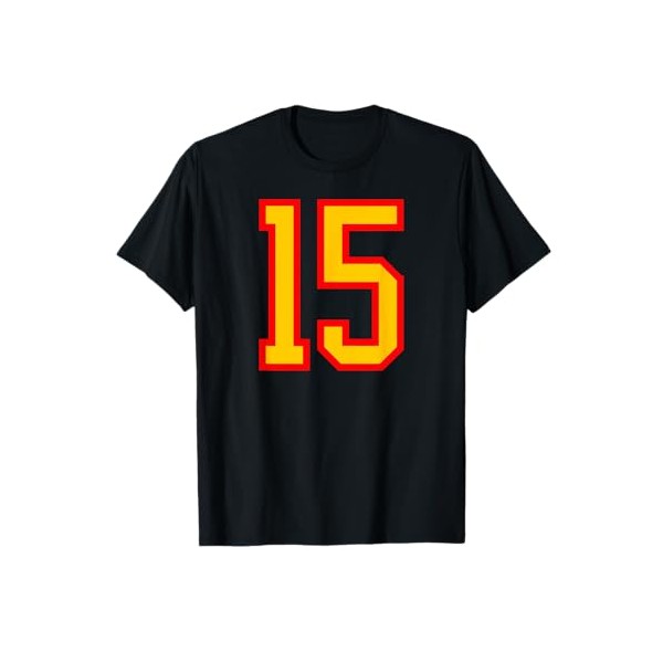 Number #15 Red Yellow Varsity Number 15 T-Shirt