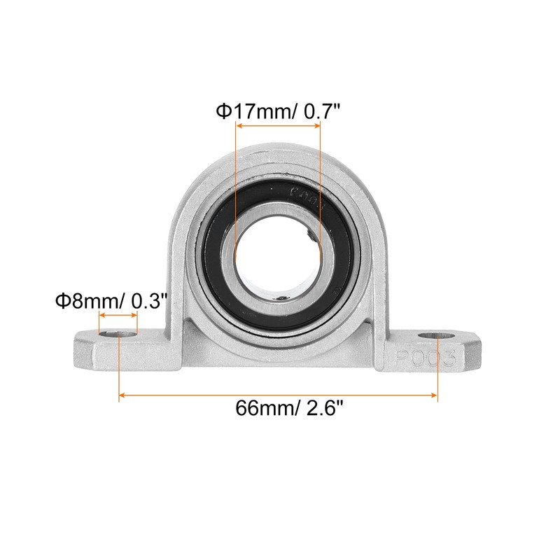 sourcing map 6 Pcs KP003 Pillow Block Bearing 17mm Bore