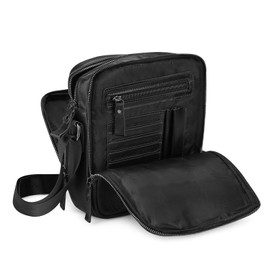 BAIGIO Shoulder Bag Men's Leather Vintage Men's Messenger Bag with Shoulder Strap for Work Travel Everyday Life, black