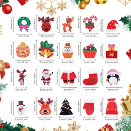 Kiiwah 20 Pcs Wooden Christmas Tree Hanging Ornaments, Xmas Tree Decorations Vintage for Xmas Decor Home Party Supplies Gifts (Cartoon)