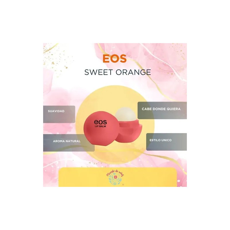 Eos Balsamo Labial 100 Natural Esfera 15g Lip Sweet Orange