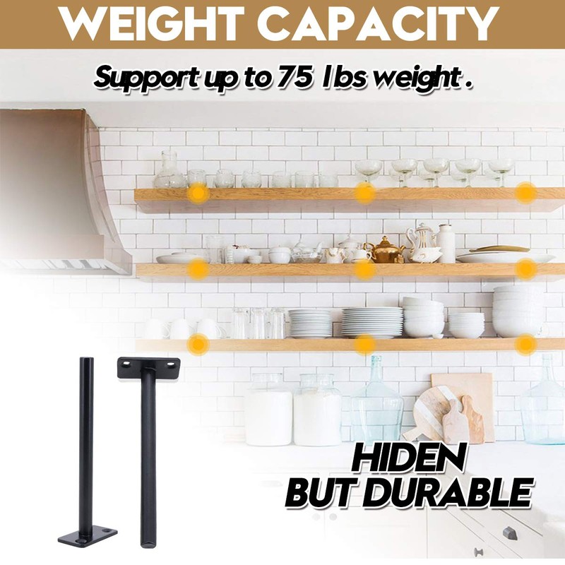 AddGrace 4 Pack Floating Shelf Brackets Solid Steel Heavy Duty